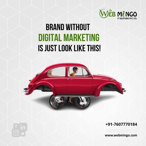 Brand without Digital Marketing is look like CAR but work like CYCLE. 📲 +91-7068401234 🌐 www.webmingo.com Google Ads, Digital Marketing, Toy Car, Marketing, Quick Saves