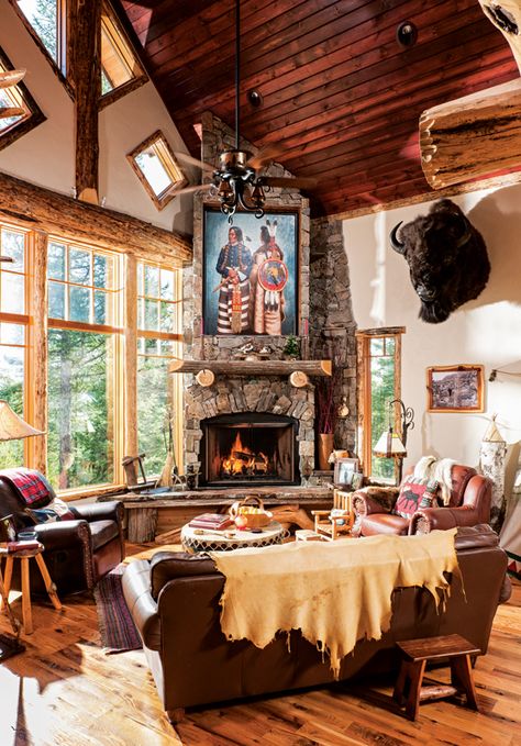 Cabin Interior Design, Log Cabin Living, Log Cabin Interior, Log Cabin Decor, Cabin Interiors, Cabin Living, Lodge Style, Log Cabin Homes, Lodge Decor