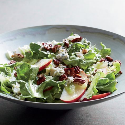 Escarole Salad with Apples, Blue Cheese and Pecans Recipe - Maria Helm Sinskey | Food & Wine Raspberry Vinaigrette Recipe, Raspberry Vinaigrette Salad, Pear Salad Recipes, Classic Salad, Raspberry Vinaigrette, Pecan Salad, Pear Salad, Autumn Salad, Vinaigrette Recipes