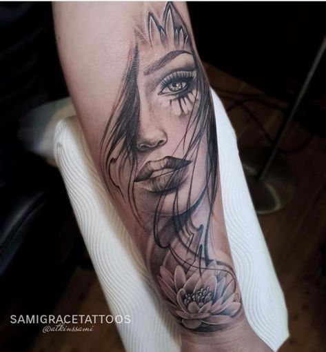 Womens Face Tattoo Sleeve, Women’s Face Tattoo Design, Half Face Tattoo Ideas For Women, Woman Face Tattoo For Men, Face Tattoos For Women On Arm, Womens Face Tattoo Design, Women Face Tattoo Design, Realism Tattoo Portrait, Womans Face Tattoo