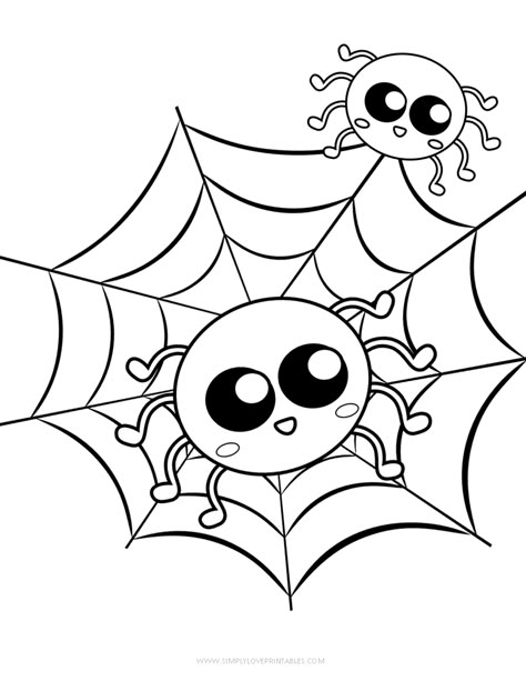 Simply Love Printables Halloween Coloring Pages 24 Easy Halloween Coloring Pages, Halloween Pictures To Color, Halloween Pictures To Draw, Spider Coloring Pages, Free Printable Halloween Coloring Pages, Halloween Coloring Pictures, Dibujos Halloween, Halloween Colouring, Cute Halloween Coloring Pages