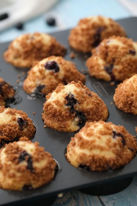 Mini Blueberry Muffins - Brooklyn Farm Girl Bluberry Muffins, Blueberry Crumble Muffins, Mini Blueberry Muffins, Mini Muffin Recipe, Blueberry Muffins Recipe, Moist Muffins, Muffin Recipes Blueberry, Mini Muffin Pan, Blueberry Muffins