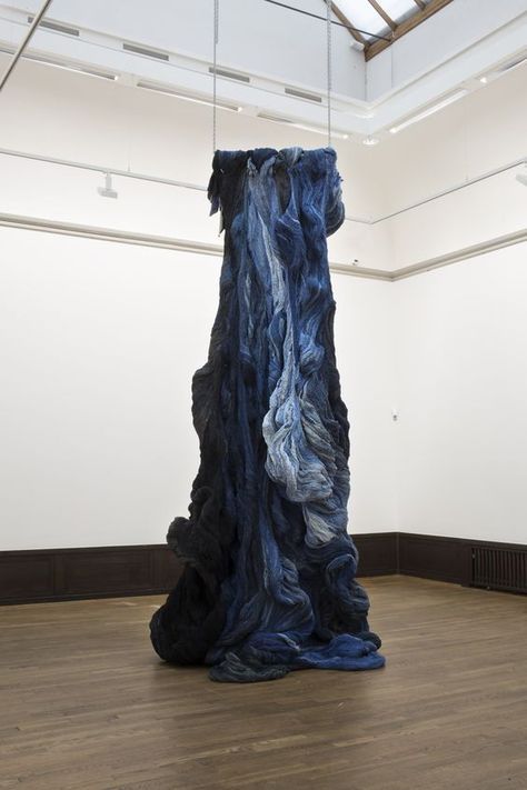 Hanne Friis, Textile Installation, Sculpture Textile, Fabric Installation, Denim Art, Textile Sculpture, Artistic Installation, Art Installation, Sculpture Installation