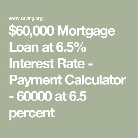 $60,000 Mortgage Loan at 6.5% Interest Rate - Payment Calculator - 60000 at 6.5 percent Amortization Schedule, Mortgage Loan, Interest Rate, Mortgage Calculator, Student Debt, Saving Goals, Saving For Retirement, Interest Rates, Mortgage Loans