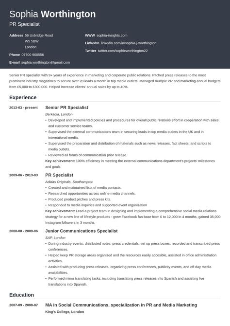 CV Format: Best Examples for Job Hunting Success Basic Cv Template, Simple Resume Examples, Basic Resume Examples, Writing A Cv, Visual Resume, Professional Resume Examples, Free Resume Examples, Good Cv, Resume Objective Examples