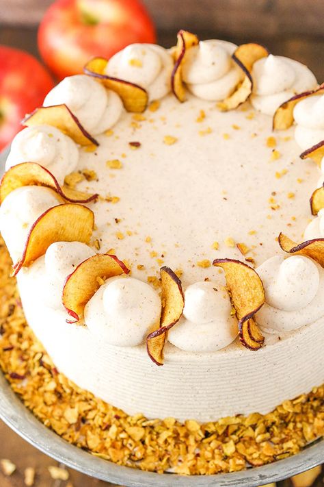 Cinnamon Apple Layer Cake Apple Cake Decoration Ideas, Apple Cake Decoration, Apple Birthday Cake, Apple Layer Cake, Dessert Styling, Apple Torte, Life Love And Sugar, Lemon And Coconut Cake, Fall Cake