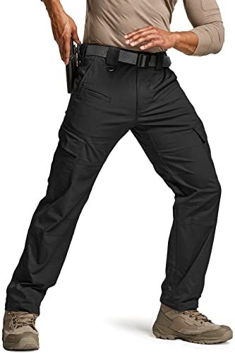 CQR Men's Flex Ripstop Tactical Pants, Water Resistant Stretch Cargo Pants, Lightweight EDC Hiking Work Pants Mens Tactical Pants, Mens Athletic Pants, Tactical Training, Weighted Vest, Tactical Equipment, Tactical Pants, Ripstop Fabric, Hiking Pants, Sports Activities