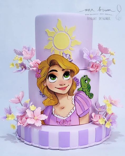 Pastel Rapunzel, Rapunzel Birthday Cake, Princess Party Cake, Frozen Birthday Party Cake, Bolo Rapunzel, Half Birthday Baby, Rapunzel Cake, Belle Cake, Rapunzel Birthday Party