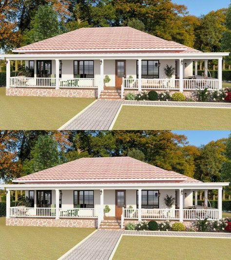 See full plan ❤️❤️... - Mose House Plans View House Plans, Modern Bungalow House Design, House Porch, Unique House Plans, Free House Plans, Modern Bungalow House, Gym Ideas, Country Style House Plans, Modern Bungalow