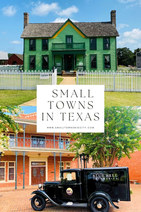 Make the most of your next getaway and explore the stunning small towns in Texas! From the charming cafes to historical sites and more, discover why these locations are some of the best Texas has to offer. Start planning your trip today - click to learn more about Texas small towns! Texas Small Towns, Best Places To Visit In Texas, Small Town Texas, Texas Road Trips, Texas Travel Weekend Getaways, Historical Travel, Things To Do In Texas, Dinosaur Valley State Park, Us Travel Map