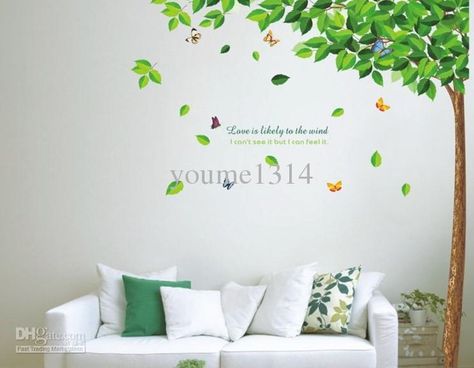 Wholesale Wall Stickers - Buy Large Trees Shade Removable Wall Stickers Bedroom Living Room TV Wall Sofa Background Wall Stickers, $11.36 | ... Tree Design On Wall, Wall Decals Living Room, Living Room Murals, Diy Wall Decals, Tree Mural, Nursery Mural, Tree Wall Stickers, Removable Wall Stickers, Wall Stickers Home Decor