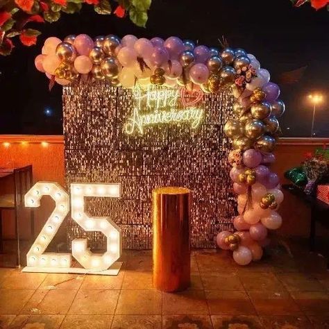 25th Anniversary Decor, 25th Wedding Anniversary Decorations, Wedding Anniversary Decoration Ideas, 25th Marriage Anniversary, 25th Anniversary Decorations, 25th Wedding Anniversary Invitations, 25 Anniversary Cake, Anniversary Decoration Ideas, 25th Wedding Anniversary Party