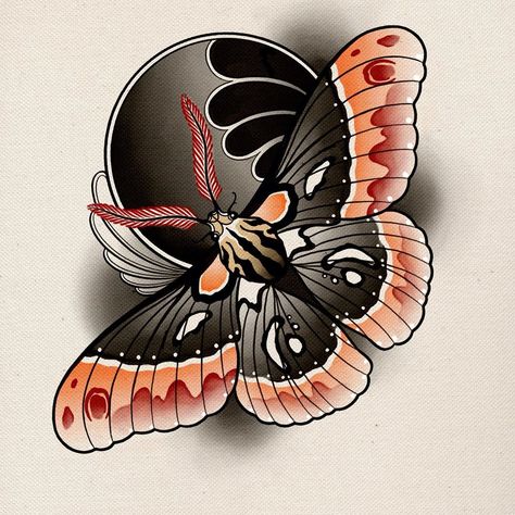 Butterfly•Wanado•If interested in getting tattooed by me DM or email Ashton_87@hotmail.co.uk for bookings/enquiries @_crownofthorns… Neo Trad Butterfly Tattoo, Neotrad Butterfly Tattoo, Flash Tattoo Butterfly, Trad Butterfly, Moth Reference, Butterflies Tattoos, Traditional Moth Tattoo, Traditional Butterfly Tattoo, Butterfly Tattoo Design