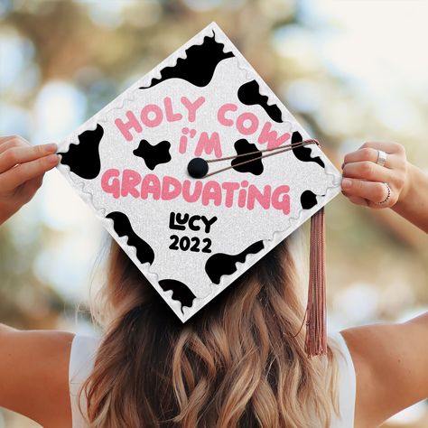 Country Music Graduation Cap, Cowboy Graduation Cap, Easy Graduation Cap Designs, Country Graduation Cap Designs, Cow Print Graduation Cap, Animal Science Graduation Cap, Western Graduation Cap Designs, Graduation Cap Designs Country, Unique Graduation Cap Designs College