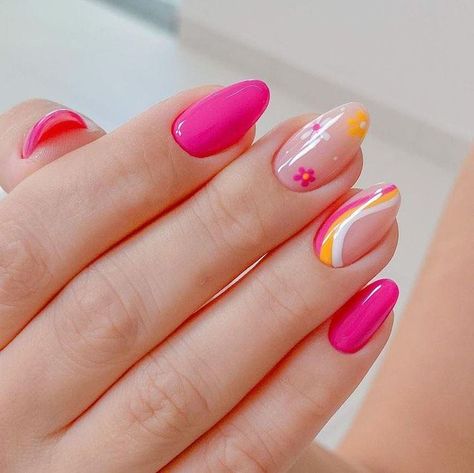 Neon Manicure Ideas, Olivia Nails, Neon Pink Nails, Magic Girl, Nails Yellow, February Nails, Simple Gel Nails, Summery Nails, Work Nails