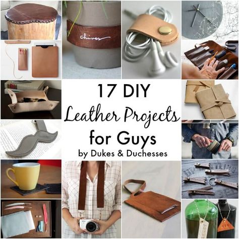 17 DIY leather projects for guys Diy Leather Gifts, Leather Tutorial, Diy Projects For Men, Diy Leather Projects, Sac Diy, Painted Pots Diy, Man Crafts, Leather Craft Projects, Astuces Diy