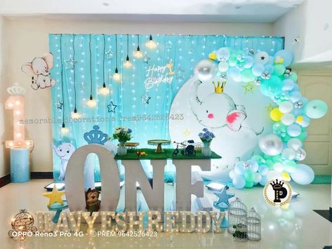 1 Year Birthday Stage Decoration, 1 St Birthday Decoration Ideas Indian, Outdoor 1st Birthday Party Decorations, Balloon Stage Decorations, Birthday Party Stage Decorations, First Birthday Stage Decorations, Birthday Stage Decoration Ideas, Birthday Stage Decoration, Baby Boy Birthday Decoration