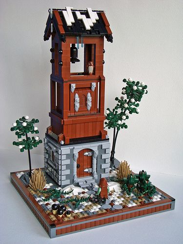 Bell tower | by CaptainFlint Minecraft Bell Tower, Lego Machines, Lego Halloween, Lego Knights, Lego Buildings, Construction Lego, Ring The Bell, Awesome Lego, Brick In The Wall