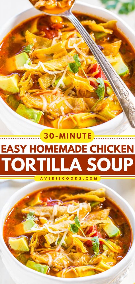 Chicken Tortilla Soup Easy Stovetop, Chicken Tortilla Soup Pioneer Woman, Authentic Chicken Tortilla Soup, Homemade Chicken Tortilla Soup, Easy Tortilla Soup Recipe, Easy Chicken Tortilla Soup Recipe, Best Chicken Tortilla Soup, Tortilla Soup Easy, Chicken Tomatoes