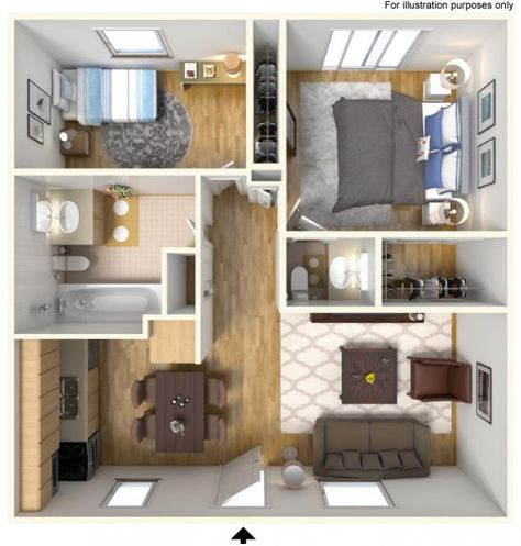 Apartment Plans 2 Bedroom, 2 Bedroom Layout, 600 Sq Ft Apartment, Apartment 2 Bedroom, Courtyard Apartments, Studio Apartment Living, Architectural Floor Plans, Garage Apartment, Apartment Layout