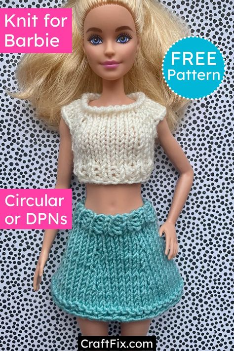 Circular Knitting Patterns, Yarn Scraps, Easy Knitting Patterns Free, Free Barbie, Barbie Knitting Patterns, Knit Top Patterns, Knit Baby Romper, Barbie Top, Barbie Summer