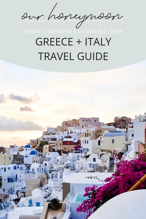 Travel guide for Athens, Santorini, Positano, Capri and Rome | Greece and Italy travel tips via @mollieannmason Italy Drinks, Greece Guide, Honeymoon Italy, Greece And Italy, European Honeymoon, Italy Positano, Honeymoon Tips, Greece Honeymoon, Greece Itinerary