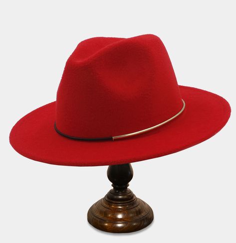 Mens Red Felt Fedora Hat from Gentlemansguru.com Red Fedora, Mens Hats Fashion, Wool Fedora Hat, Mens Hats, Hats Fashion, Wool Fedora, Felt Fedora, Red Suit, Man Hat