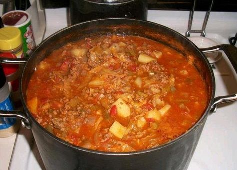 1 small head of cabbage-chopped   2 lbs of lean ground beef   2 14 1/2 cans of stewed or diced tomatoes   1 can of rotel   2 8 oz cans ... Cabbage Southern Style, Southern Style Cabbage, Southern Cabbage, How To Cook Cabbage, Energy Recipes, Cook Cabbage, Cabbage Soup Recipe, Stuffed Pepper, Pepper Soup