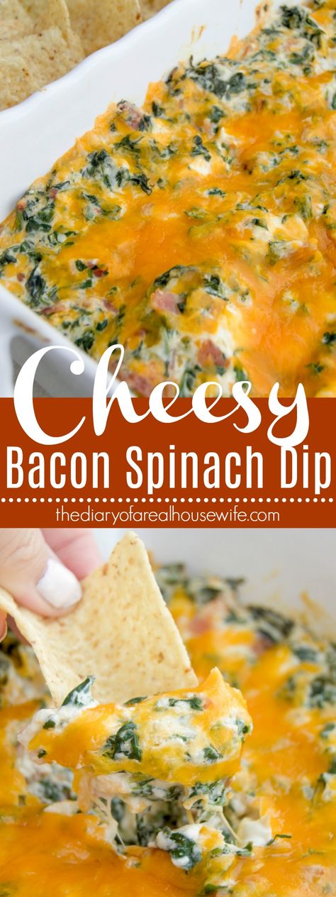 Spinach Bacon Dip, Bacon Spinach Dip, Bacon Dip Recipes, Cheesy Bacon Dip, Spinach Benefits, Spinach Dip Recipe, Bacon Dip, Dip Recipes Easy, Cheesy Bacon