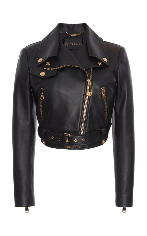 Versace Outfit Women, Versace Leather Jacket, Versace Jacket, Versace Spring, Versace Fashion, Cropped Leather Jacket, Leather Jacket Outfits, Versace Collection, Chic Leather