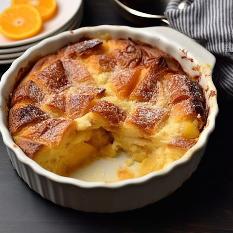 I made this for brunch the other weekend, and guests were raving about it after Croissant Breakfast Pie, Leftover Croissant Recipes, Orange Croissant, Croissant Breakfast Bake, Croissant Bake, Croissant Breakfast Casserole, Crescent Roll Breakfast Recipes, Breakfast Croissant, Best Bread Pudding Recipe