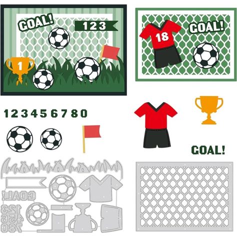 Scrapbook Paper Crafts Diy, Soccer Cards, Metal Embossing, Embossing Stencils, Album Diy, Album Scrapbook, Soccer Goal, Cardmaking And Papercraft, Scrapbooking Album