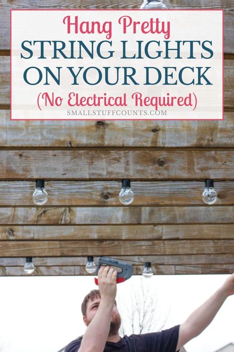 Thinking about hanging up string lights on your deck or patio? I LOVE this idea and all of these modern solar deck light ideas! Lights Under Deck, Deck Lighting Ideas, Outdoor Deck Decorating, Diy Solar Fountain, Under Deck, Deck Or Patio, Hanging String Lights, Solar Deck Lights, Pergola Lighting