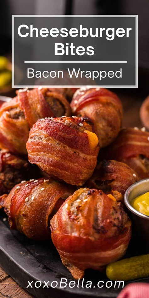 Bacon Wrapped Hamburger, Meatloaf Balls, Bacon Wrapped Cheeseburger, Wrapped Meatballs, Cheeseburger Bites, Bacon Wrapped Meatballs, Bacon Wrapped Burger, Bacon Wrapped Recipes, Bacon Treats