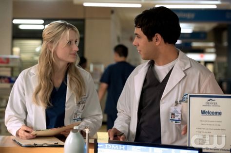 EMILY OWENS, M.D. -- â€˜Emily and..the Outbreakâ€™ -- image102B_5509 Pictured (L-R): Mamie Gummer as Emily Owens and Michael Rady as Micah Photo: Jack Rowand/The CW -- © 2012 The CW Network. All Rights Reserved. Michael Rady, Emily Owens Md, Mamie Gummer, Justin Hartley, Friend Zone, Superman Lois, Wwe Nxt, All American, I Wish I Had