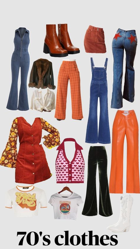 70s Wardrobe Essentials, 70s Spirit Day Outfit, 70s Dress Up Day At School, Outfits From The 70s, 70s Dress Up Day, Easy 70s Outfit, 70s Aesthetic Outfit, Women's 70s Outfits, Outfits 70s Style