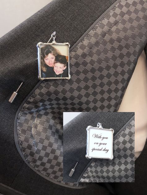 Groom Lapel Pin, Memorial Ideas, Bouquet Photo, In Memory Of Dad, Photo Pin, Groom Photo, Photo Charms, Wedding Memorial, Groom Gift