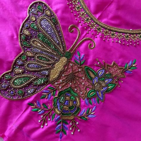 Butterfly Blouse Designs, Latest Bridal Blouse Designs, Butterfly Designs, Butterfly Blouse, Simple Blouse Designs, Wedding Blouse, Bridal Blouse, Simple Blouse, Bridal Blouse Designs