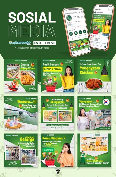 Sosial Media Feed Inspiration #logo #logo #Freepik Supermarket Instagram Feed, Supermarket Social Media Design, Supermarket Poster, Social Media Feed Design, Design Supermarket, Channel Art Youtube, Instagram Feed Design, Feed Layout, Visual Advertising