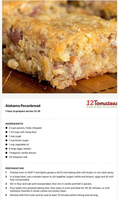 Alabama Pecan Bread Recipe, Sweet Alabama Pecan Bread Recipe, Alabama Pecan Bread, Alabama Pecanbread, Pecan Bread Recipe, Pecan Bread, Valentine Desserts, Pecan Recipes, Easy Baking Recipes Desserts