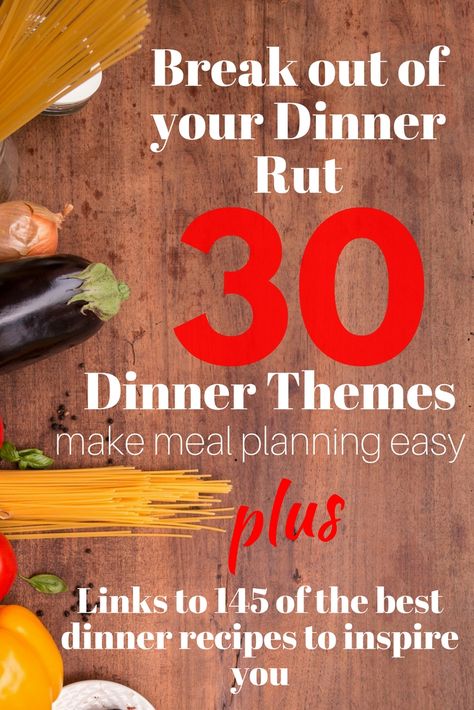 Break out of your dinner rut with this simple and efficient meal planning strategy! Use dinner theme nights to narrow down meal ideas into categories and assign those types of meals to a  day of the week. via @homeinFLX Theme Meal Nights, Weekly Dinner Theme Nights, Themed Dinner Nights Meal Planning, Meal Theme Nights Menu Planning, Themed Weekly Meal Plan, Meal Planning App, Meal Planning Menus, Budget Meal Planning, Monthly Meal Planning