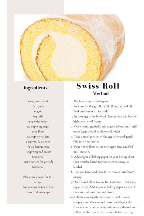 Asian Pastries, Homemade Recipe Books, Fancy Desserts Recipes, Homemade Donuts Recipe, Homemade Cookbook, Cake Roll Recipes, Sweet Dishes Recipes, Swiss Roll, Easy Baking Recipes Desserts