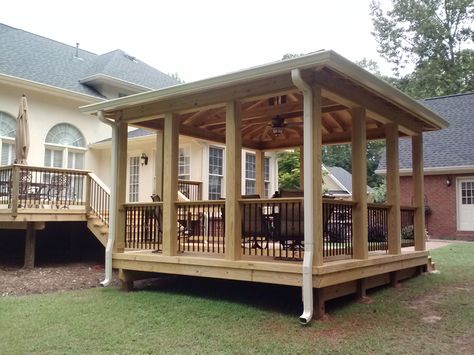 Porch Kits, Screened Porches, Building A Porch, Hip Roof, House With Porch, Covered Decks, Pergola Plans, Porch Design, Decks And Porches