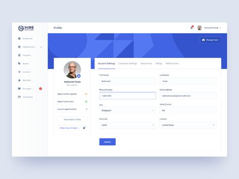 Hire Ground | Profile by Petras Nargela for Flair Digital on Dribbble User Profile Web Design, User Profile Design, Profile Design Ideas, Quote App, Admin Profile, Profile Ui, Cv Website, Login Design, Plant App