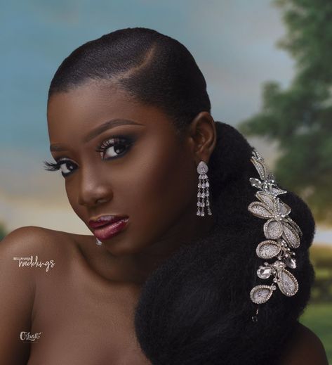 Bold Lips + Bold Eyes = Glittering Bridal Beauty | BellaNaija Weddings Hit Hairstyles, Black Wedding Makeup, Bridesmaid Glam, Israelite Women, Hebrew Women, Black Bridal Makeup, Dress For Teens, Prom Dress For Teens, Wedding Makeup Bride