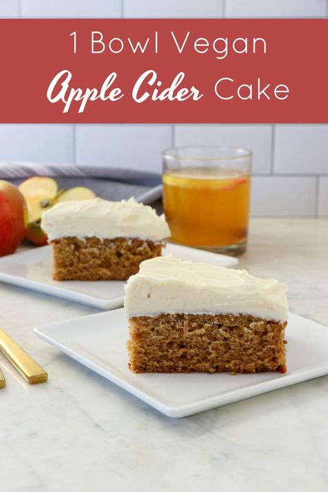 1 Bowl Vegan Apple Cider Sheet Cake with Maple Icing - Labeless Nutrition Vegan Apple Cider, Apple Cider Cake, Cider Cake, Maple Icing, Apple Cider Recipe, Just Spices, Vegan Apple, Summer Foods, Gf Desserts