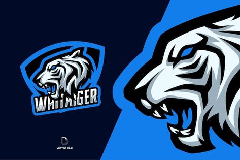 Tigre branco com logotipo do jogo esport... | Premium Vector #Freepik #vector #logotipo-mascote #tigre-logo #tigre #logotipo-animal Ninja Logo, Logo Cartoon, Esports Logo, Tiger Logo, Sport Illustration, Tiger Face, Mascot Logo, Mascot Design, White Tiger