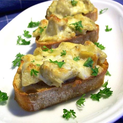 Artichoke Bruschetta Recipe | Allrecipes Onion Bruschetta, Artichoke Bruschetta, Bruschetta Recept, Easy Bruschetta, Bagel Chips, Lunch Meat Recipes, Bruschetta Recipe, Artichoke Recipes, Tomato And Cheese