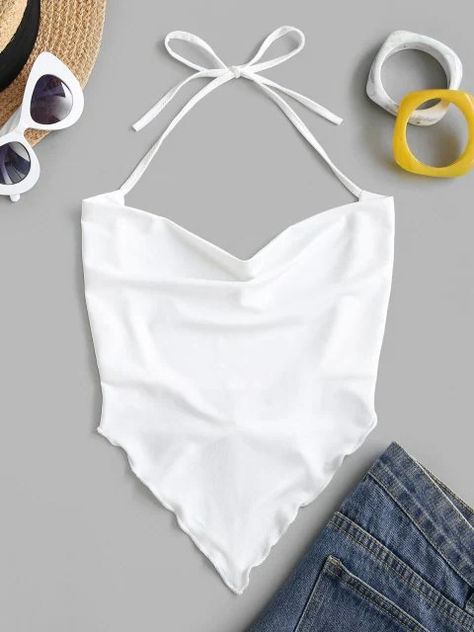 Encuentra muchos más como este solo aquí 👇 Napkin Top, Top For Summer, Halter Tops, Halter Crop Top, Top Casual, Online Womens Clothing, Lettuce, Halter Top, Cowl Neck