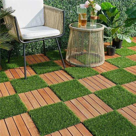 The Artificial Grass Synthetic Lawn Turf Indoor/ Outdoor Area Rug Set by Superior is an ideal set to create a custom sized training mat for your pet or to add a comfy grass-like foundation to your favorite room. Artificial Grass Mat, Decking Tiles, Synthetic Lawn, Balcony Flooring, Outdoor Loungers, Interlocking Tile, Deck Tiles, Artificial Lawn, Patio Tiles